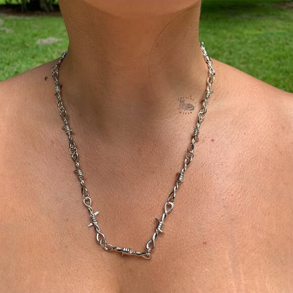 Unbranded Jewelry - Grunge Barbed Wire Choker Y2K Style Adjustable Chain for Men & Women